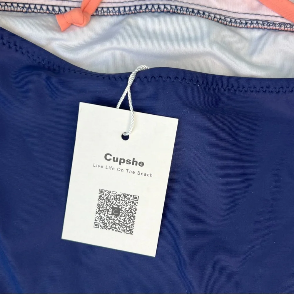 Cupshe Lucky Star Coral and Navy Blue One Piece Swimsuit Size Small - Picture 7 of 10